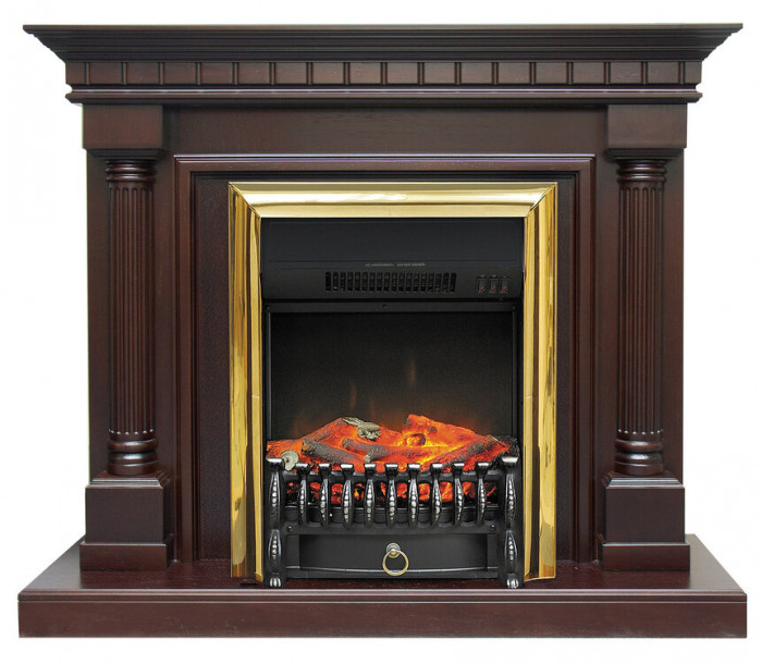 Электрокамин Dallas standard с очагом Аspen Black с очагом Majestic FX M Brass/Black с очагом Fobos FX M Black